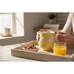 Home Essentials Bunny Mug Unisex OS Yellow Brand New 3D Embossed Ceramic Easter